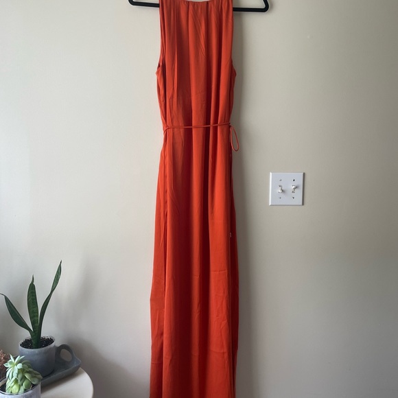 ❤️SOLD OFF PM❤️ NWT H&M Orange Silky Long Sundress Size M - Picture 4 of 4